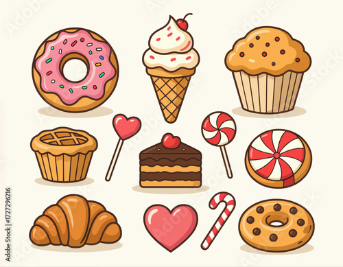 Sweet Treats Collection: Donuts, Cupcakes, Ice Cream, and More