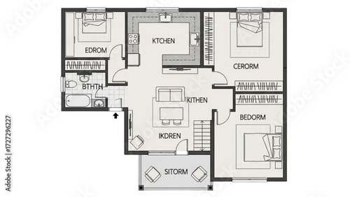 AutoCAD House Plan Vector Illustration – New Home Floor Plans for Interior and Exterior Construction AI EPS PNG JPEG
