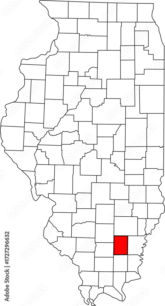 Fototapeta Detailed vector map of Illinois, USA, highlighting Hamilton County. Ideal for data visualization and Southern Illinois agriculture reports.

