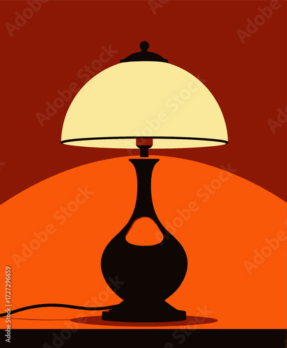 Warmly Lit Lamp on Orange Background