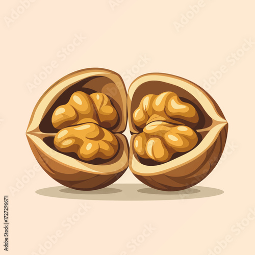 Walnuts in Shell Close-Up, Brown Earthy Tones, Natural Background