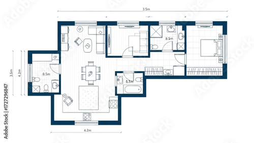 AutoCAD House Plan Vector Illustration – New Home Floor Plans for Interior and Exterior Construction AI EPS PNG JPEG
