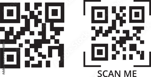 Scan me QR code icon vector. Fake template of qr code
