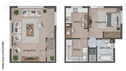 AutoCAD House Plan Vector Illustration – New Home Floor Plans for Interior and Exterior Construction AI EPS PNG JPEG
