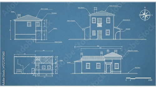 AutoCAD House Plan Vector Illustration – New Home Floor Plans for Interior and Exterior Construction AI EPS PNG JPEG
