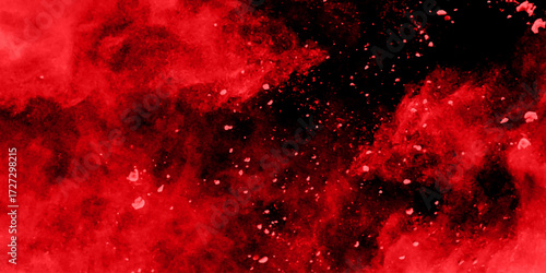 Abstract red water color hand painted art victor illustration. Dark red painted smoky textured black color powder explosion. Black and red Smoke background elegant luxury space with stars.