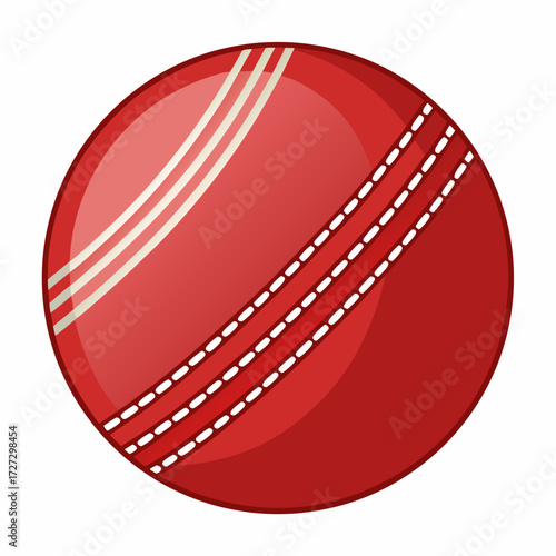 Get ready to play cricket with this bright, modern red cricket ball, perfect for sports graphics, team logos, or cricket-themed designs. Sporty fun for everyone