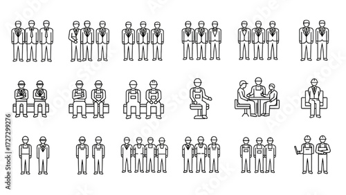 Top View Vector Icons – Silhouettes of Men Executives Standing and Sitting AI EPS PNG JPEG
