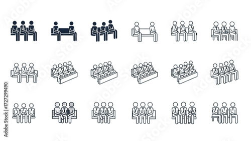 Top View Vector Icons – Silhouettes of Men Executives Standing and Sitting AI EPS PNG JPEG
