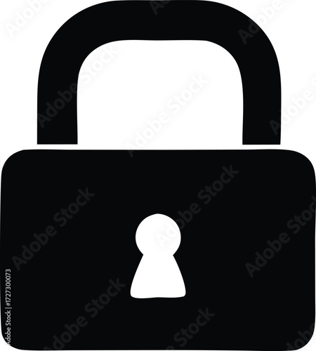 Simple black silhouette of a padlock icon for security and protection concepts easy to use