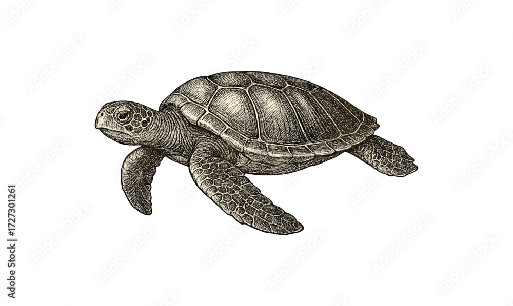 Fototapeta premium Vintage sea turtle design for nature-inspired art and decor
