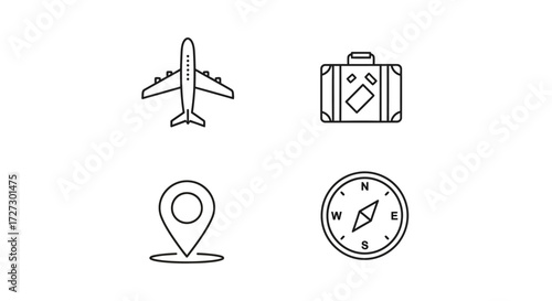 Plan Your Dream Vacation with These Essential Travel Icons, Ready for Adventure and Exploring New Destinations, Ideal for Travel Blogs and Guides