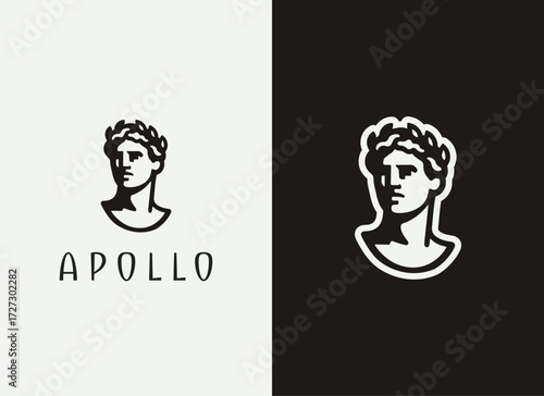 Apollo Logo and Illustration, Greek God Logo Design, Minimal Apollo Vector, Ancient Greek Mythology Logo, Sun God Illustration, Music and Prophecy Logo, Elegant Mythological Branding, Modern Apollo Mi