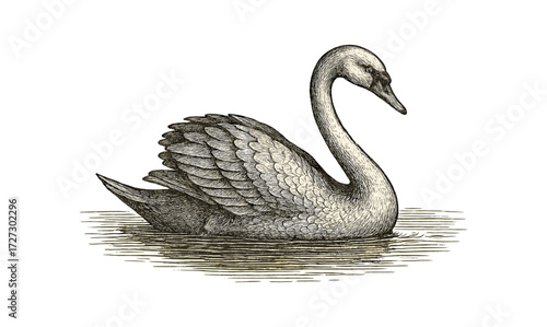 Vintage swan engraving illustration - elegant bird design for art and decor