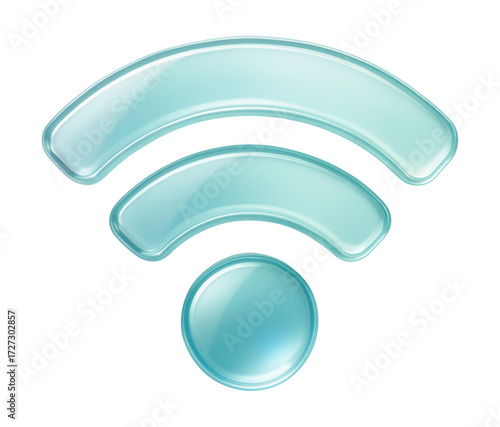 Modern Wi-Fi signal icon with glassmorphism effect.