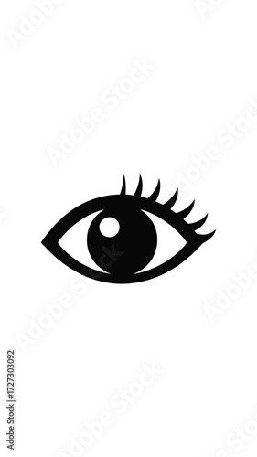 Stylized silhouette of a human eye with eyelashes on a white background