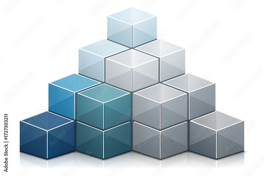 Obraz premium Blue Gradient Landscape with Atmospheric Mountain Layers