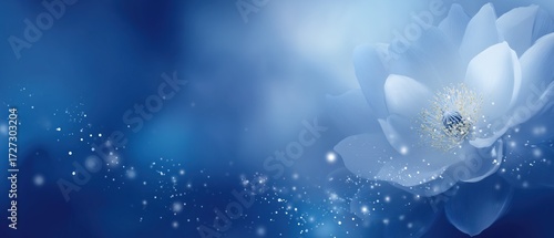 Serene Blue Lotus with Sparkling Particles - Ideal for Meditation Apps, Wellness Websites, and Calming Digital Designs