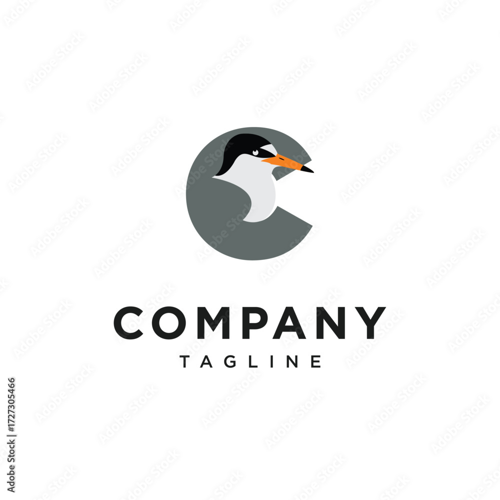 Obraz premium Letter C Sternula Albifrons Logo Icon Vector