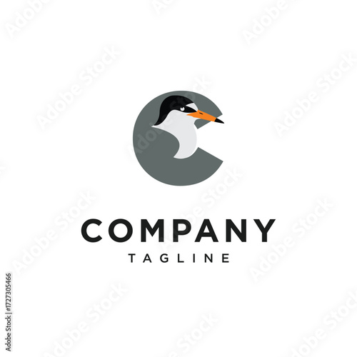 Letter C Sternula Albifrons Logo Icon Vector