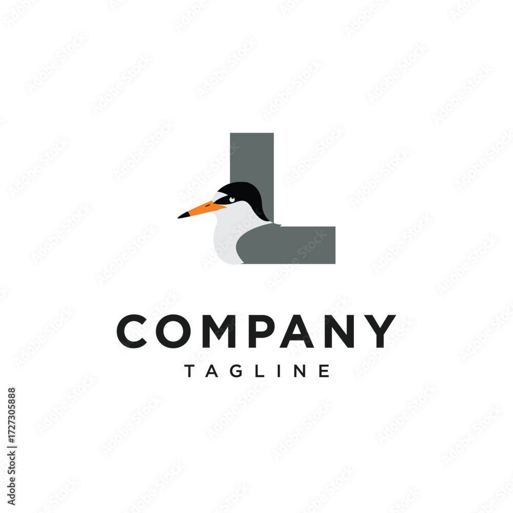 Obraz premium Letter L Sternula Albifrons Logo Icon Vector