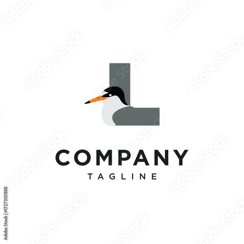 Letter L Sternula Albifrons Logo Icon Vector
