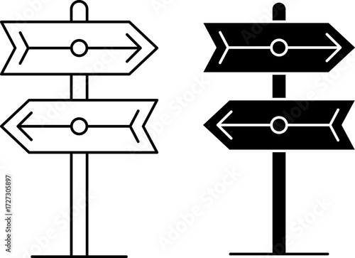 Directional signpost with arrows showing opposite directions