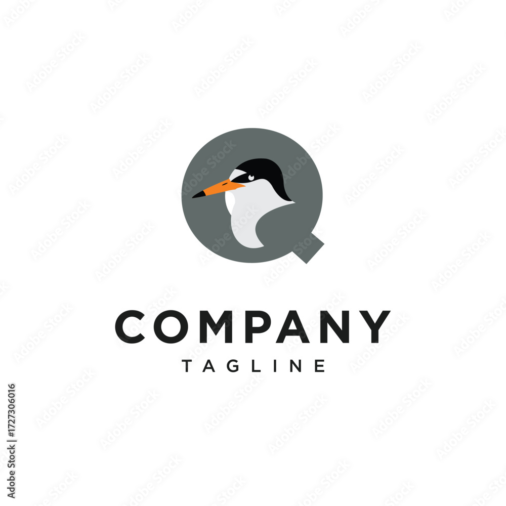 Obraz premium Letter Q Sternula Albifrons Logo Icon Vector