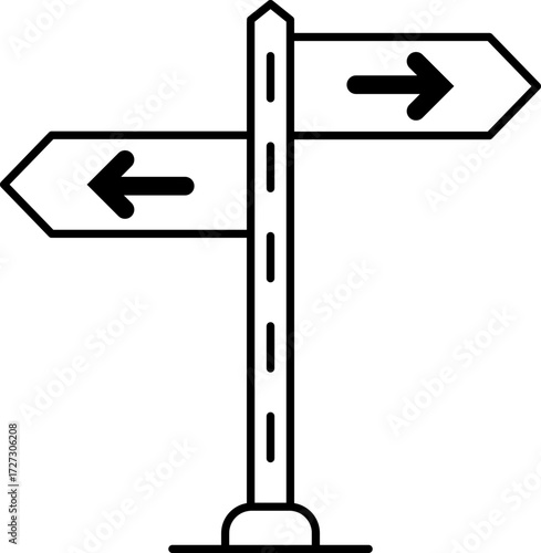 Directional signpost with arrows pointing left and right
