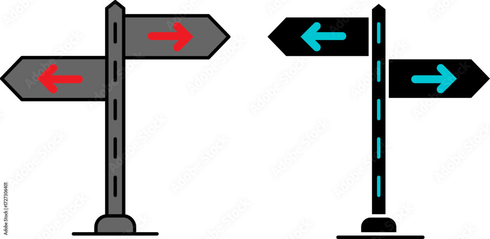 Obraz premium Directional signposts showing opposite choices