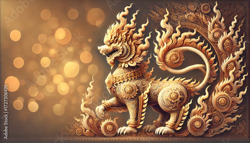 Thai Line Art lion