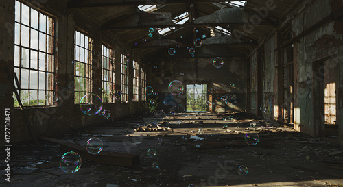 Soap Bubbles in Decaying Industrial Space