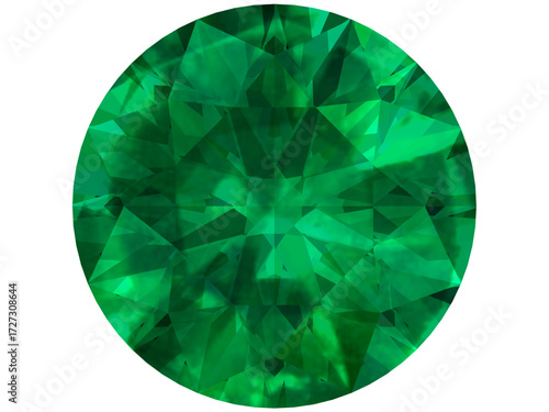 green gemstone vector illustration, designed with intricate polygonal facets that mimic the brilliance of a real gemstone.