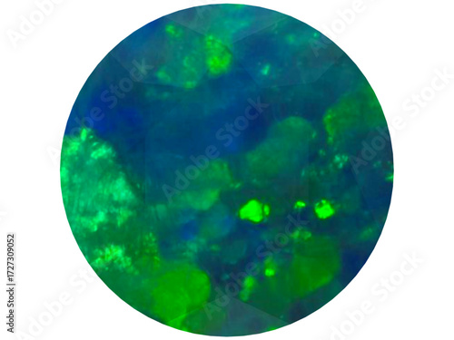 green gemstone vector illustration, designed with intricate polygonal facets that mimic the brilliance of a real gemstone.
