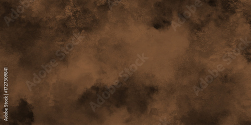 Eerie black background with billowing brown smoke on black background. old style dark brown grunge texture, brush painted . Old and grainy orange paper texture, vector,	
