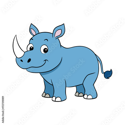 Cute blue rhinoceros cartoon vector illustration scalable icon for wildlife design Vector