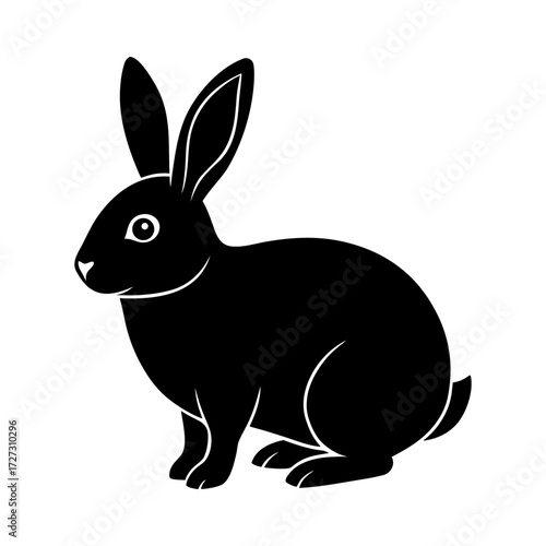 Simple silhouette of bunny rabbit vector illustration for graphic design projects Vector