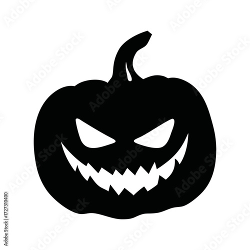 Black and white illustration of a jack o lantern vector graphic for halloween designs Vector