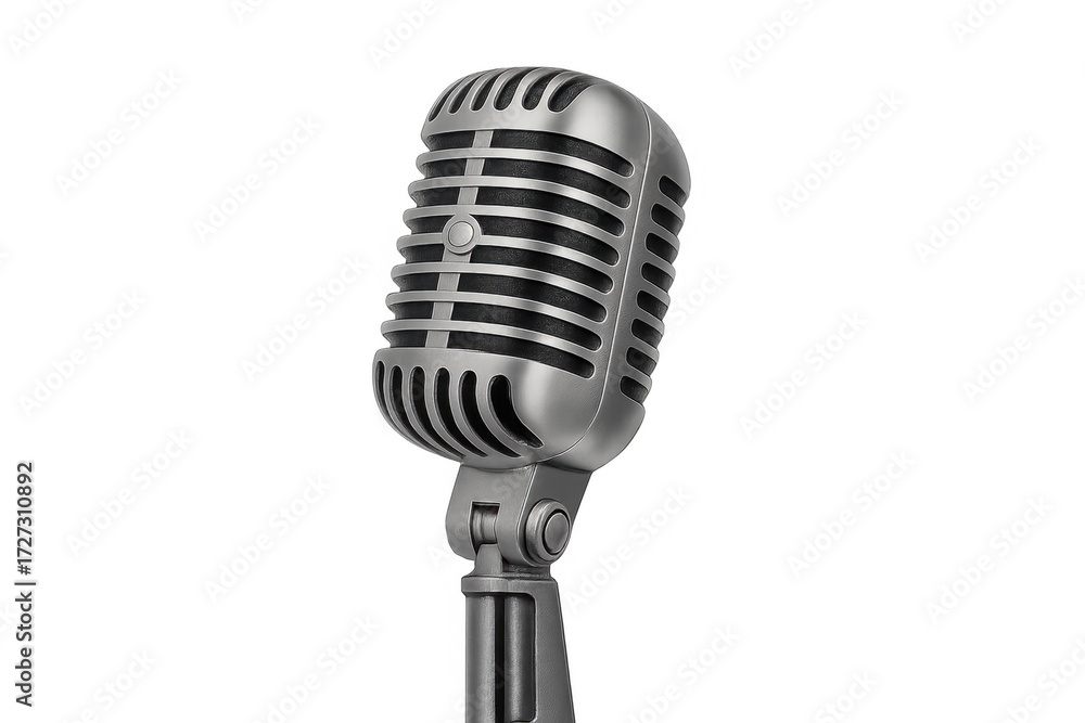 Fototapeta premium Vintage silver microphone on transparent background