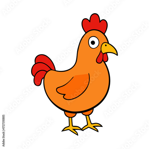 Funny cartoon chicken vector illustration scalable farm animal icon Vector
