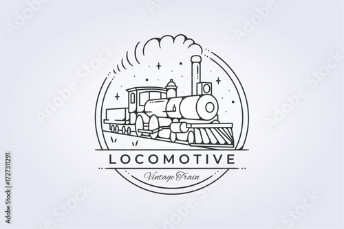 Locomotive Vintage Logo  Train Engine
