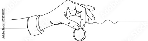 Hand holds coin continuous one line drawing art savings and investment money concept, One continuous line drawing of a hand holding a coin financial business single line vector illustration.
