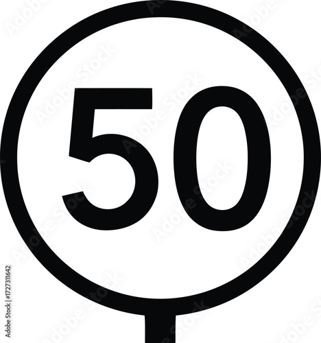 Speed limit 50 sign circular traffic symbol vector