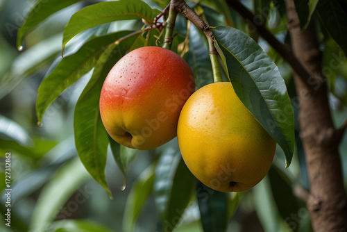 ripe apricots on a branch