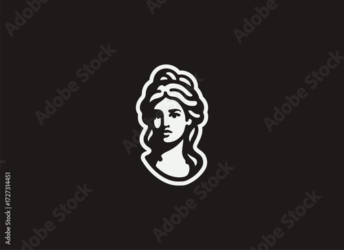 Aphrodite Logo and Illustration, Greek Goddess Logo Design, Minimal Aphrodite Vector, Ancient Greek Mythology Logo, Love and Beauty Goddess Illustration, Elegant Mythological Branding