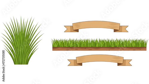 Fotografie Grass Line CAD Vector Set – Minimal Ground Cover Section for Architectural Eleva
