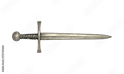 Medieval sword engraving design for historical decor and art projects