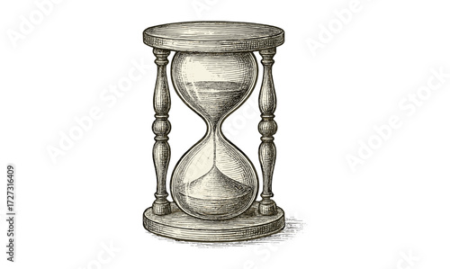 Vintage style antique hourglass sketch for timeless design and decor concepts