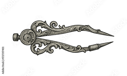 Elegant vintage compass engraving: intricate design for art projects and historical studies