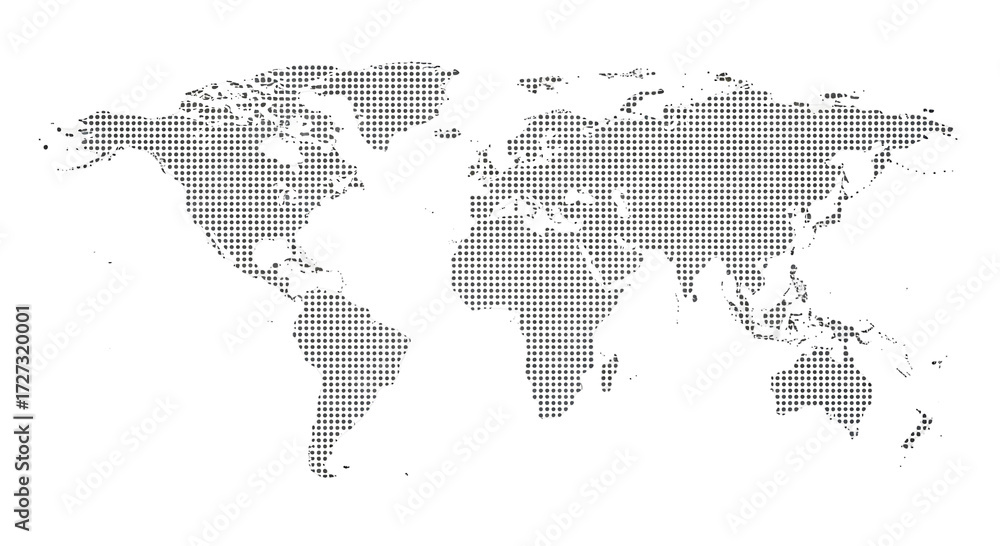Fototapeta premium Global map illustration, showcasing continents and oceans, isolated on transparent background